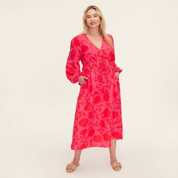 Target x Kate Spade Vibrant Pink Floral Midi Dress L - Picture 1 of 3